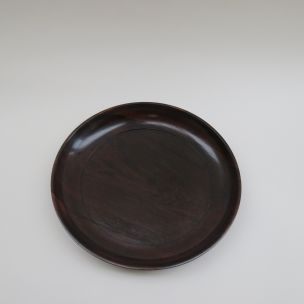 Large vintage circular Rosewood Dish Tray 1960s 