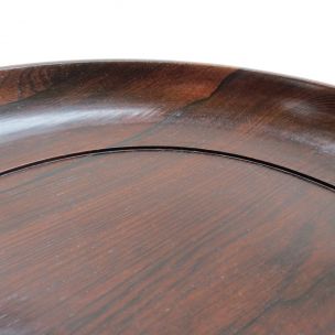 Large vintage circular Rosewood Dish Tray 1960s 