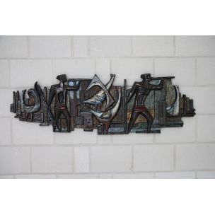 Large vintage wall atwork in ceramics by Paul Vermeire 1960s