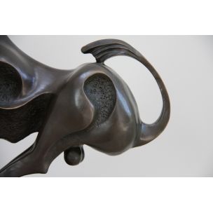 Vintage abstract bronze statue of a bull by Max Milo 1960