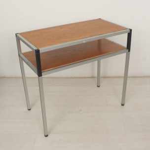 Ash and metal vintage side table - 1970s
