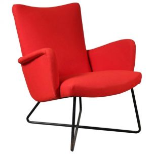 Fauteuil vintage rouge Grete Jalk