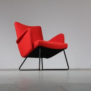 Cadeira de braços Grete Jalk vermelha vintage