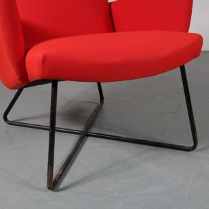 Rode vintage fauteuil Grete Jalk