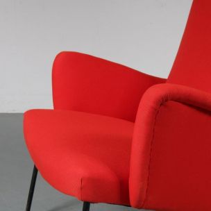 Rode vintage fauteuil Grete Jalk