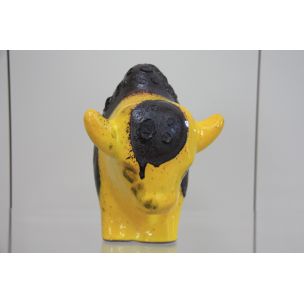 Ceramic bizon - yellow color - Kurt Tschörner for Otto Keramik - Germany 1960s
