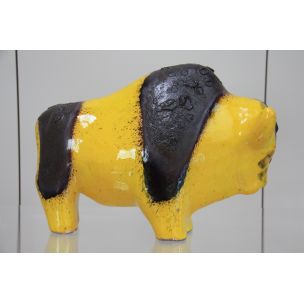 Bison en céramique - couleur jaune - Kurt Tscherner pour Otto Keramik - Allemagne 1960