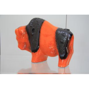 Ceramic bizon - orange - Kurt Tschörner for Otto Keramik - Germany 1960s