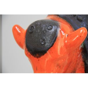 Ceramic bizon - orange - Kurt Tschörner for Otto Keramik - Germany 1960s