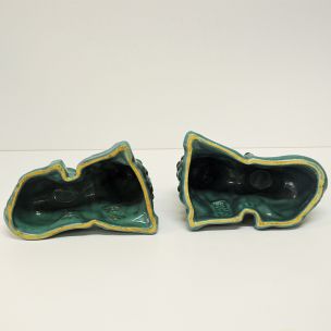 Vintage green ceramic candlelight lions St. Eriks, Uppsala