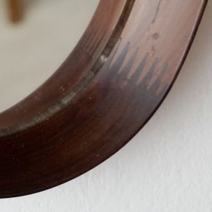 Vintage Italian oval rosewood mirror with cord