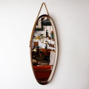 Miroir vintage ovale italien en palissandre