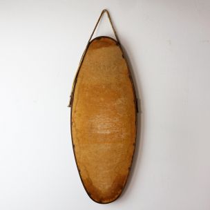 Vintage Italian oval rosewood mirror with cord