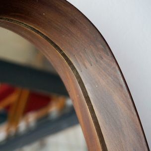 Vintage Italian oval rosewood mirror with cord