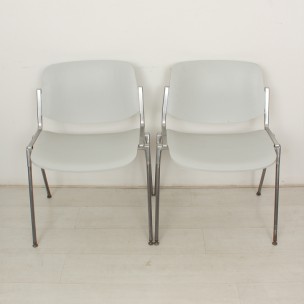 Pair of white Castelli chairs, Giancarlo PIRETTI - 1970s