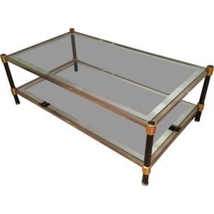 Vintage glass and patina coffee table, 1970