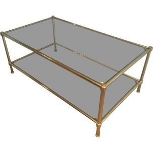 Vintage brass and glass coffee table, 1960
