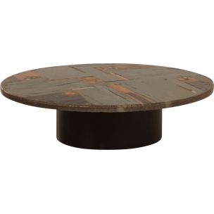 Vintage coffee table in natural stone and iron by Paul Kingma, 1978