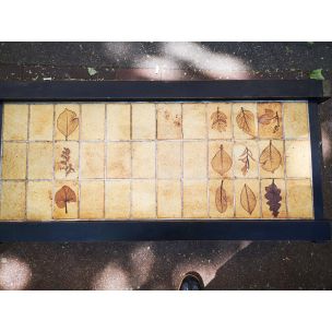 Capron's vintage ceramic and wood coffee table 1960