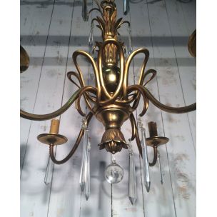 Vintage French bronze and crystal chandelier by the House of Bagués, 1940