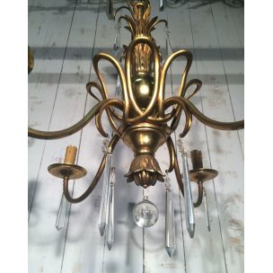 Vintage French bronze and crystal chandelier by the House of Bagués, 1940
