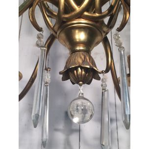 Vintage French bronze and crystal chandelier by the House of Bagués, 1940