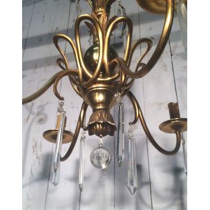 Vintage French bronze and crystal chandelier by the House of Bagués, 1940