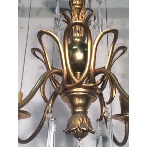 Candelabro de bronze e cristal francês Vintage de Bagués, 1940