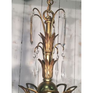 Candelabro de bronze e cristal francês Vintage de Bagués, 1940