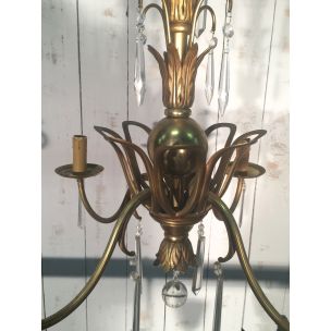 Lámpara francesa vintage de bronce y cristal de Bagués, 1940