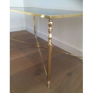 Vintage French brass and glass coffee table, 1960