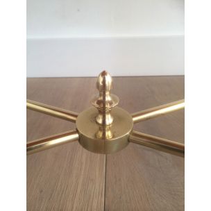 Vintage French brass and glass coffee table, 1960