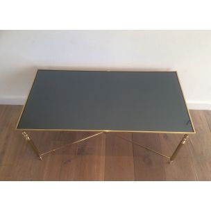 Vintage French brass and glass coffee table, 1960