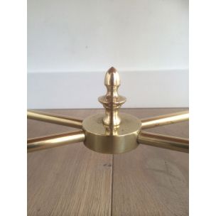 Vintage French brass and glass coffee table, 1960