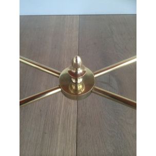 Vintage French brass and glass coffee table, 1960