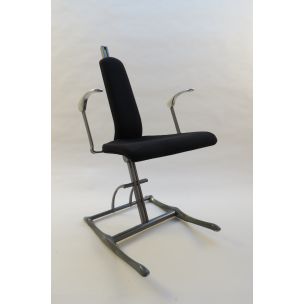 Vintage Meridio office chair for Hille in grey fabric and aluminium 1990s