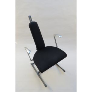 Vintage Meridio office chair for Hille in grey fabric and aluminium 1990s