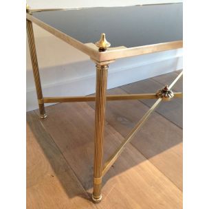 Vintage brass and black lacquered glass coffee table by Jansen, 1940