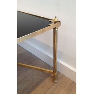 Vintage brass and black lacquered glass coffee table by Jansen, 1940