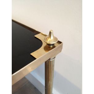 Vintage brass and black lacquered glass coffee table by Jansen, 1940