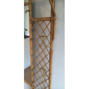 French vintage coat rack in rattan, 1970