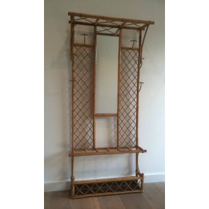 French vintage coat rack in rattan, 1970