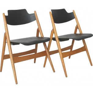 Pair of beech dining chairs, Egon EIERMANN - 1960s