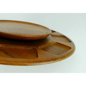 Vintage danish 8 glass bowls set by Digsmed in teakwood 1970