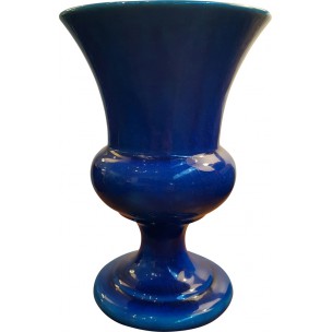 Vaso de cerâmica azul vintage de Pol Chambost, 1970