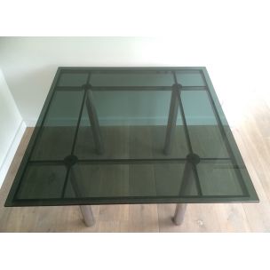 Vintage Scarpa table in silver steel and glass 1970