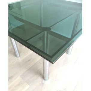 Vintage Scarpa table in silver steel and glass 1970