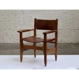 Paire de fauteuils vintage pour Arte Sano en teck et cuir 1960