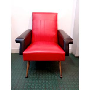 Vintage armchair red and black 1960s