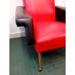 Vintage armchair red and black 1960s